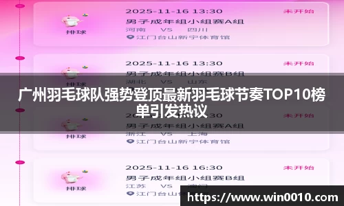 广州羽毛球队强势登顶最新羽毛球节奏TOP10榜单引发热议